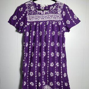 VTG Loungees Mumu Kaftan Patio House Sleep Dress Purple Nightgown Loungewear L
